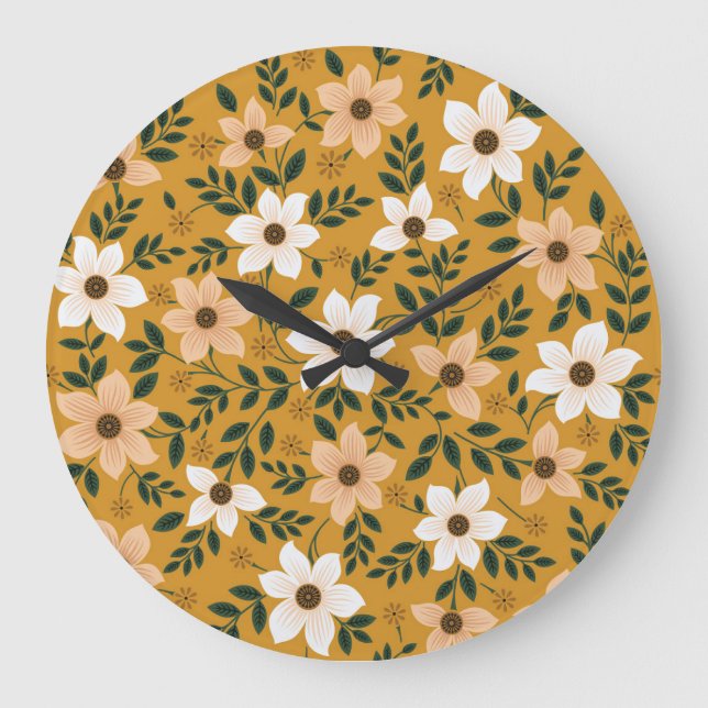 Traditional Flowers: Muster Seamless Pattern Large Clock (Front)