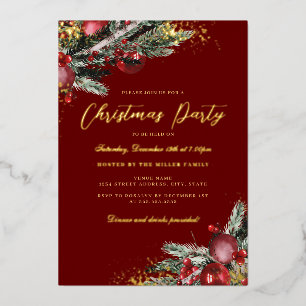 Traditional Foliage Gold Sparkle Christmas Party