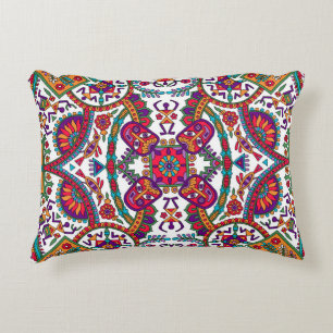 Traditional Folk Art Allover Designart, ethnic, ba Accent Pillow