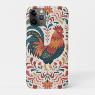 Traditional Folk Art Rooster Illustration iPhone 11 Pro Case