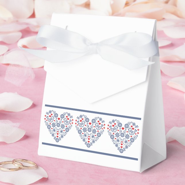 Traditional Folk Heart Pattern Favour Box (Wedding)