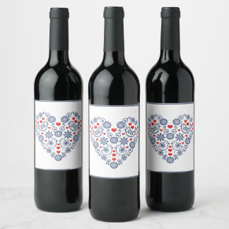 Traditional Folk Pattern Wine Label