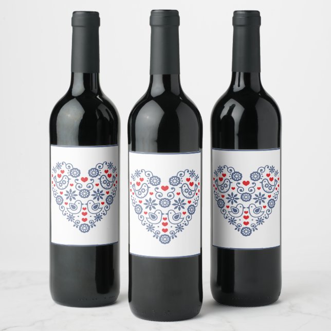 Traditional Folk Pattern Wine Label (Bottles)
