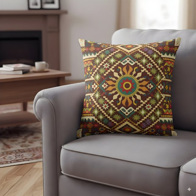 Traditional folklore motif throw pillow (Creator Uploaded)