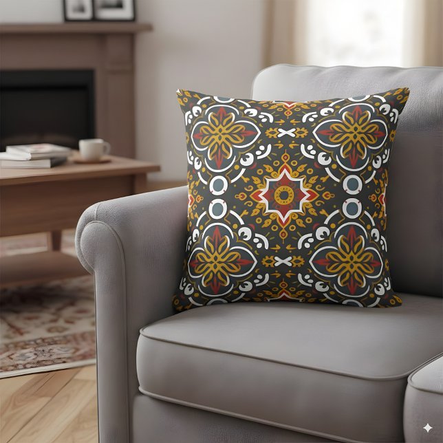 Traditional folklore motif throw pillow (Creator Uploaded)