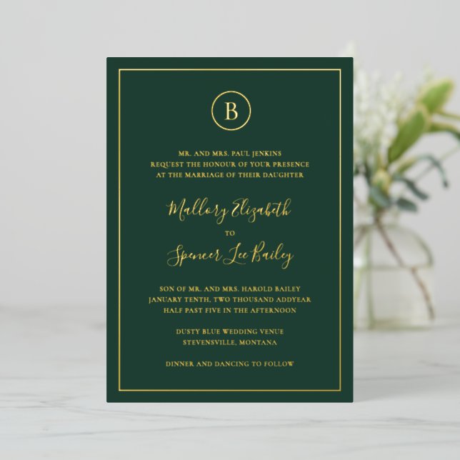 Traditional Forest Green Elegant Wedding (Standing Front)