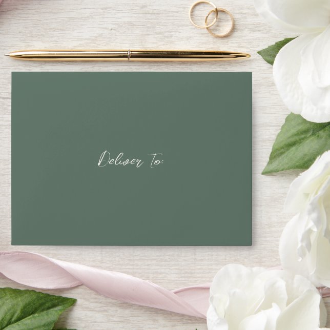 Traditional Forest Green Elegant Wedding Envelope (Wedding)