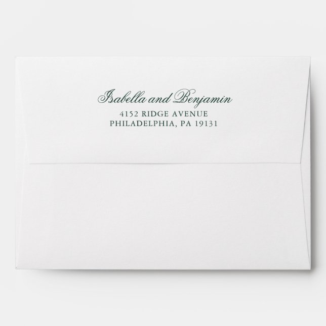 Traditional Forest Green Formal Elegant Wedding Envelope (Back (Top Flap))