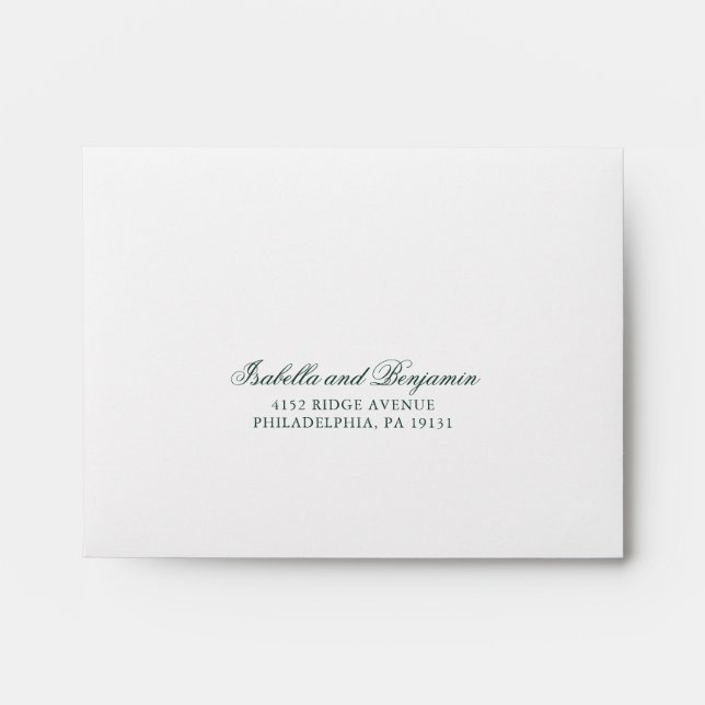 Traditional Forest Green Formal RSVP Wedding Envelope (Front)