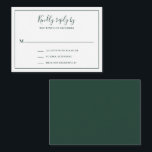 Traditional Forest Green Mini Wedding RSVP Card<br><div class="desc">Simple forest green wedding mini RSVP card featuring "kindly reply by" in an elegant handwritten script font and your response options surrounded by a thin border.  The classic,  traditional layout makes this RSVP card great for a formal wedding invitation suite.</div>