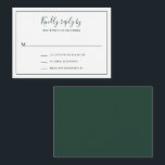Traditional Forest Green Mini Wedding RSVP Card<br><div class="desc">Simple forest green wedding mini RSVP card featuring "kindly reply by" in an elegant handwritten script font and your response options surrounded by a thin border.  The classic,  traditional layout makes this RSVP card great for a formal wedding invitation suite.</div>