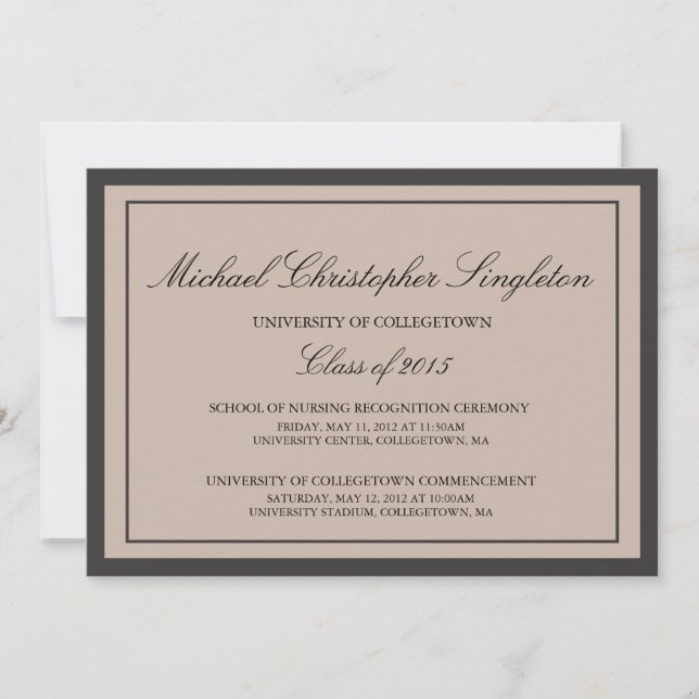 Traditional Formal University Graduation Events Announcement (Front)