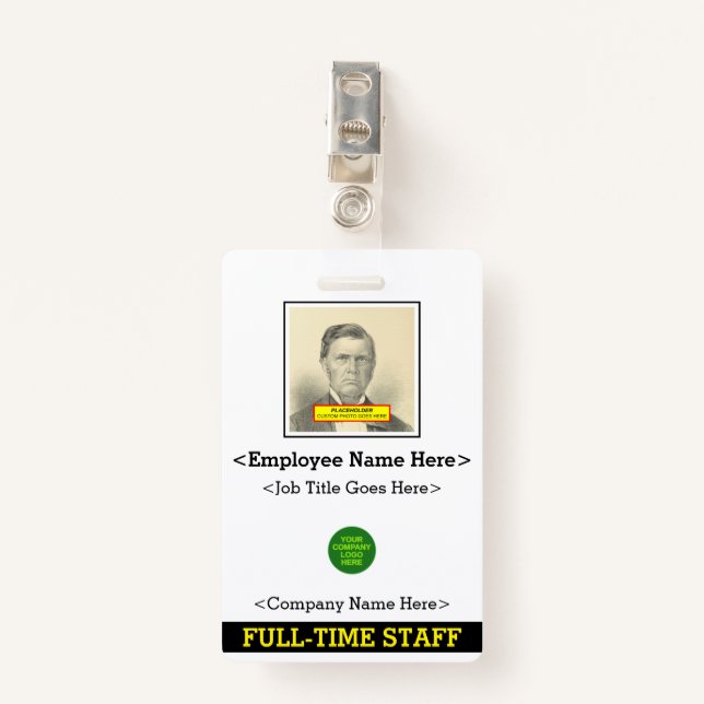Traditional "FULL-TIME STAFF" Badge (Front with Clip)