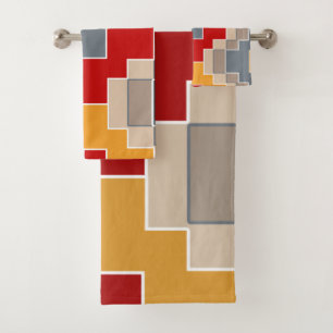 Traditional, geometric, elegant, modern, pattern bath towel set