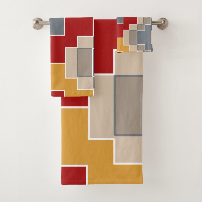 Traditional, geometric, elegant, modern, pattern bath towel set (Insitu)