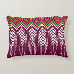 Traditional Geometric Ethnic Pattern Accent Pillow