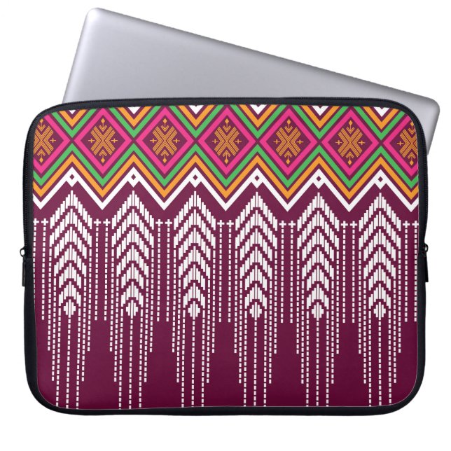Traditional Geometric Ethnic Pattern Laptop Sleeve (Front)