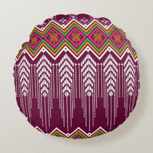 Traditional Geometric Ethnic Pattern Round Pillow