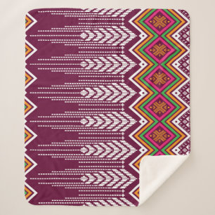 Traditional Geometric Ethnic Pattern Sherpa Blanket
