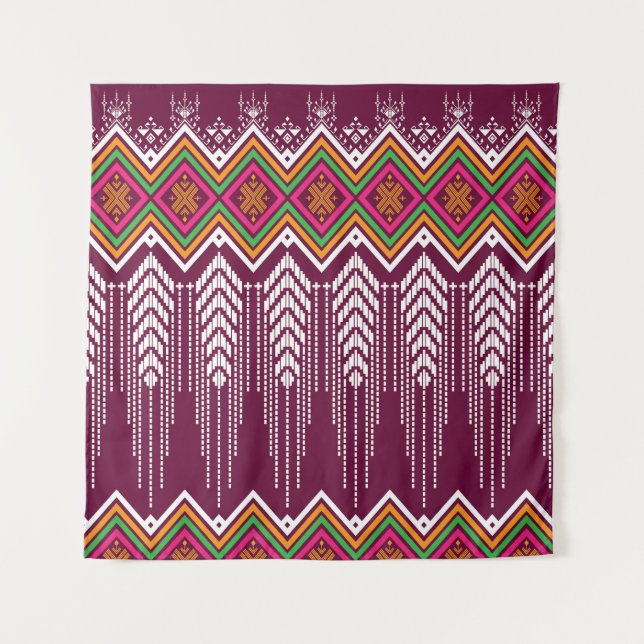 Traditional Geometric Ethnic Pattern Tapestry (Front)