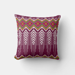 Traditional Geometric Ethnic Pattern Throw Pillow