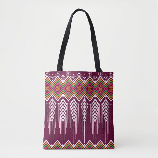 Traditional Geometric Ethnic Pattern Tote Bag (Front)