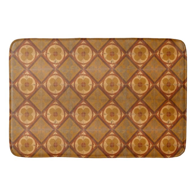 Traditional Geometric Floral Ceramic Tiles Bath Mat (Front)