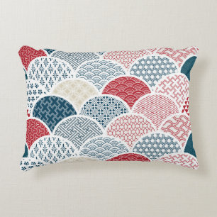 traditional geometric kimono pattern vintage sketc accent pillow