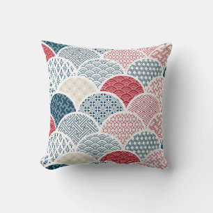 traditional geometric kimono pattern vintage sketc throw pillow