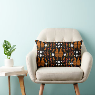 Traditional Germanic Folk Art Bird Lumbar Pillow