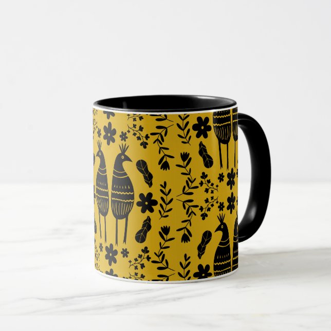 Traditional Germanic Folk Art Bird Mug (Front Right)