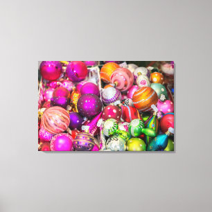 Traditional Glass Ornaments At Christmas Market Canvas Print