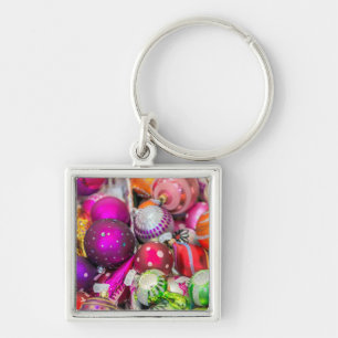 Traditional Glass Ornaments At Christmas Market Keychain