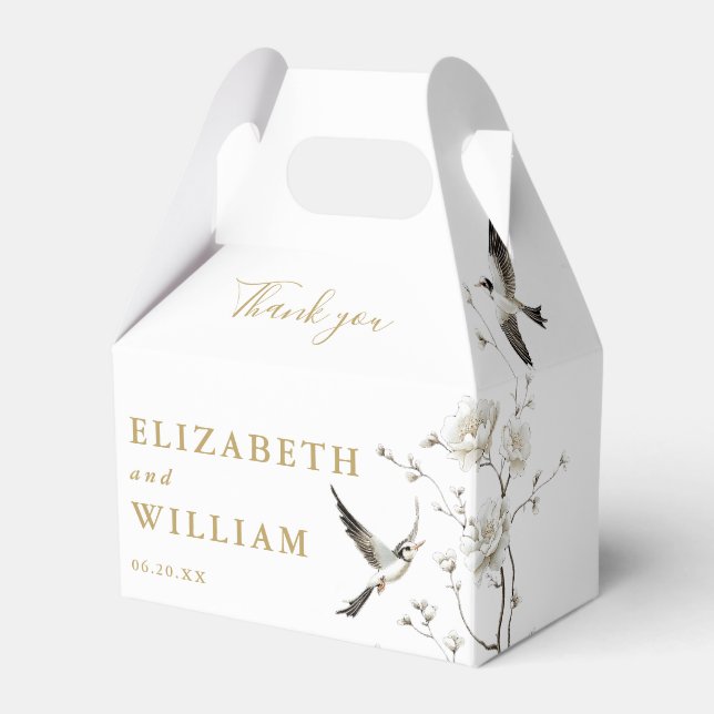 Traditional Gold Chinoiserie Wedding Thank You Favor Box (Front Side)