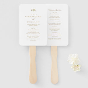 Traditional Gold Elegant Wedding Program Hand Fan