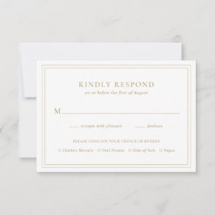 Traditional Gold Elegant Wedding RSVP Card