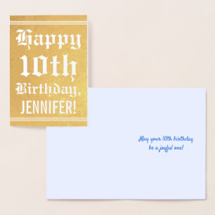 Traditional Gold Foil 10th Birthday w/ Custom Name Card