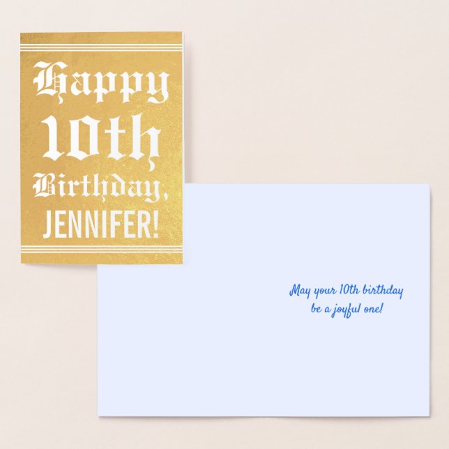 Traditional Gold Foil 10th Birthday w/ Custom Name Card (Display)