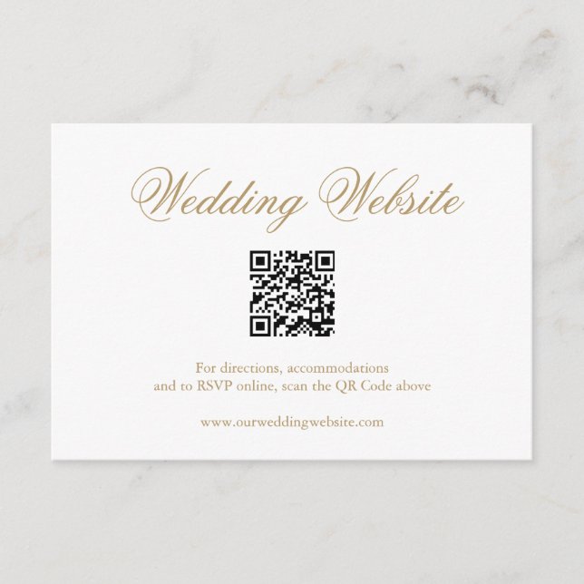 Traditional Gold Formal QR Code Elegant Wedding Enclosure Card (Front)