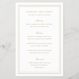 Traditional Gold Timeless Budget Wedding Menu
