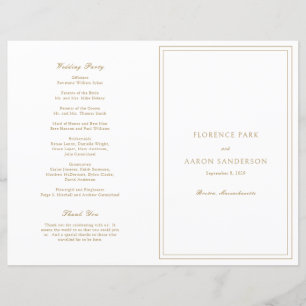 Traditional Gold Timeless Catholic Wedding Program