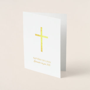 Traditional Golden Baptism Party Foil Card