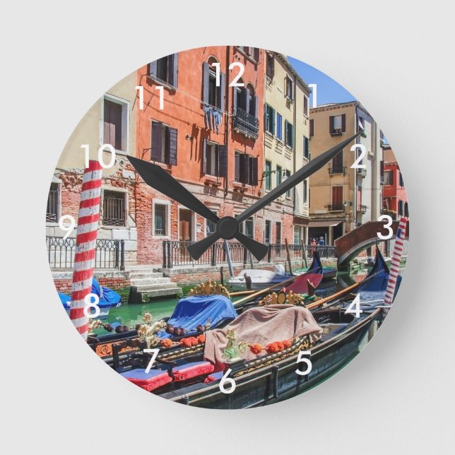Traditional gondola in Venice Round Clock (Front)