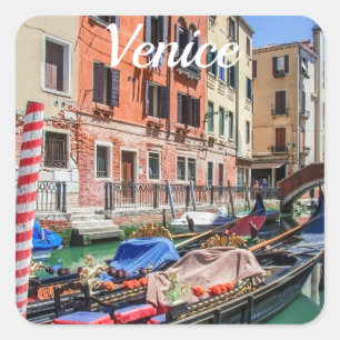 Traditional gondola in Venice Square Sticker