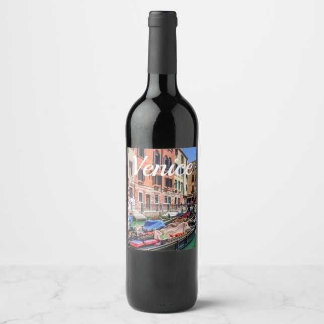 Traditional gondola in Venice Wine Label (Front)