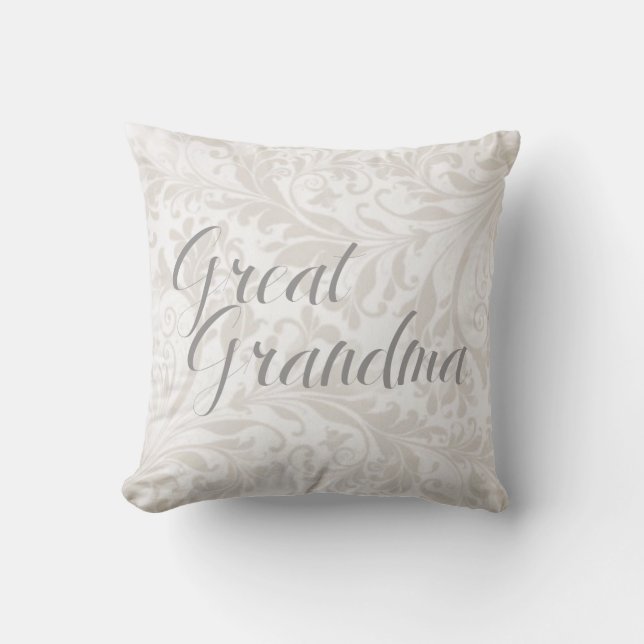 Traditional Great Grandma Damask Throw Pillow (Front)