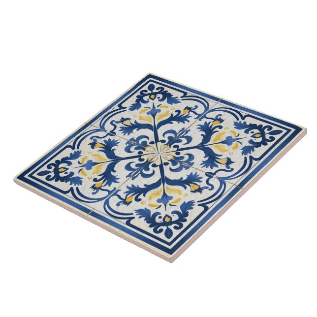 Traditional Greece Traditional Blue Art 2 Tile (Side)