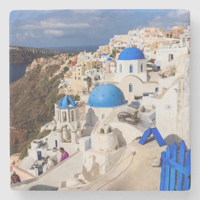 Traditional Greek Houses Stone Coaster (Front)