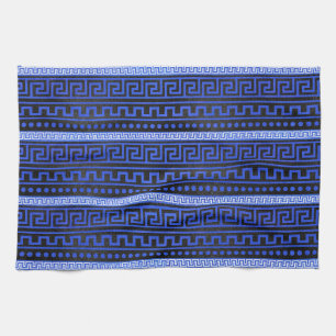 Traditional Greek Meander Pattern Kitchen Towel