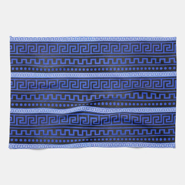Traditional Greek Meander Pattern Kitchen Towel (Horizontal)